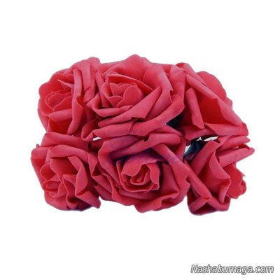 Розы из латекса бордо 4см., 6шт. 10367 фото