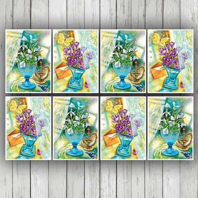 Набор мини открыток Весеннее настроение, арт 146, 8шт 00-146 фото