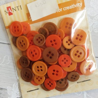 Набор пуговиц для творчества Santi (Санти), пластик, 11мм и 14мм, 3 цв., 60шт./уп., оранжевый 951963 фото