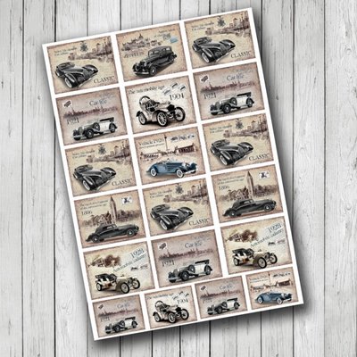 Лист журналинга с картинками для вырезания Old Cars, арт 130005 130-005 фото