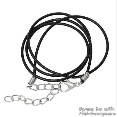 Резиновый шнур ожерелье с застежкой и удлинителем 45см, 1шт. B57860 фото
