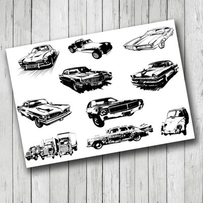 Лист журналинга с картинками для вырезания Old cars, арт 130003 130-003 фото