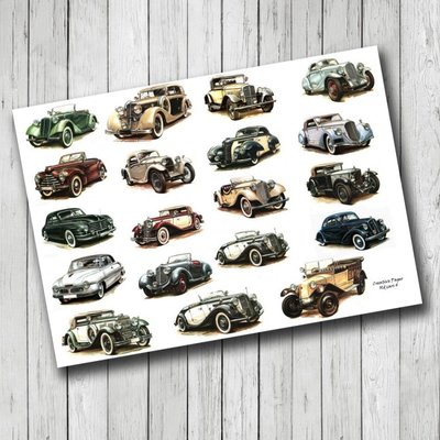 Лист журналинга с картинками для вырезания Old cars, арт 130004 130-004 фото